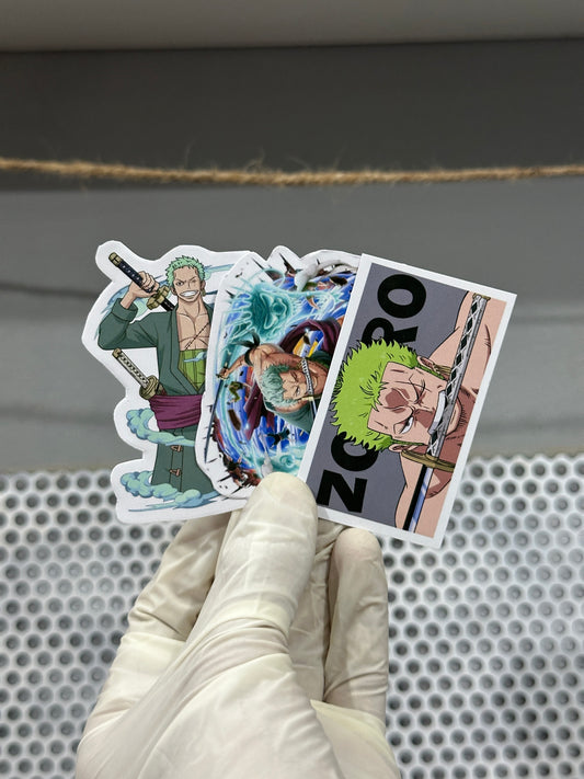 Roronoa Zoro Sticker Set – One Piece Anime Vinyl Stickers | Waterproof, Durable & Collectible Decals for Fans