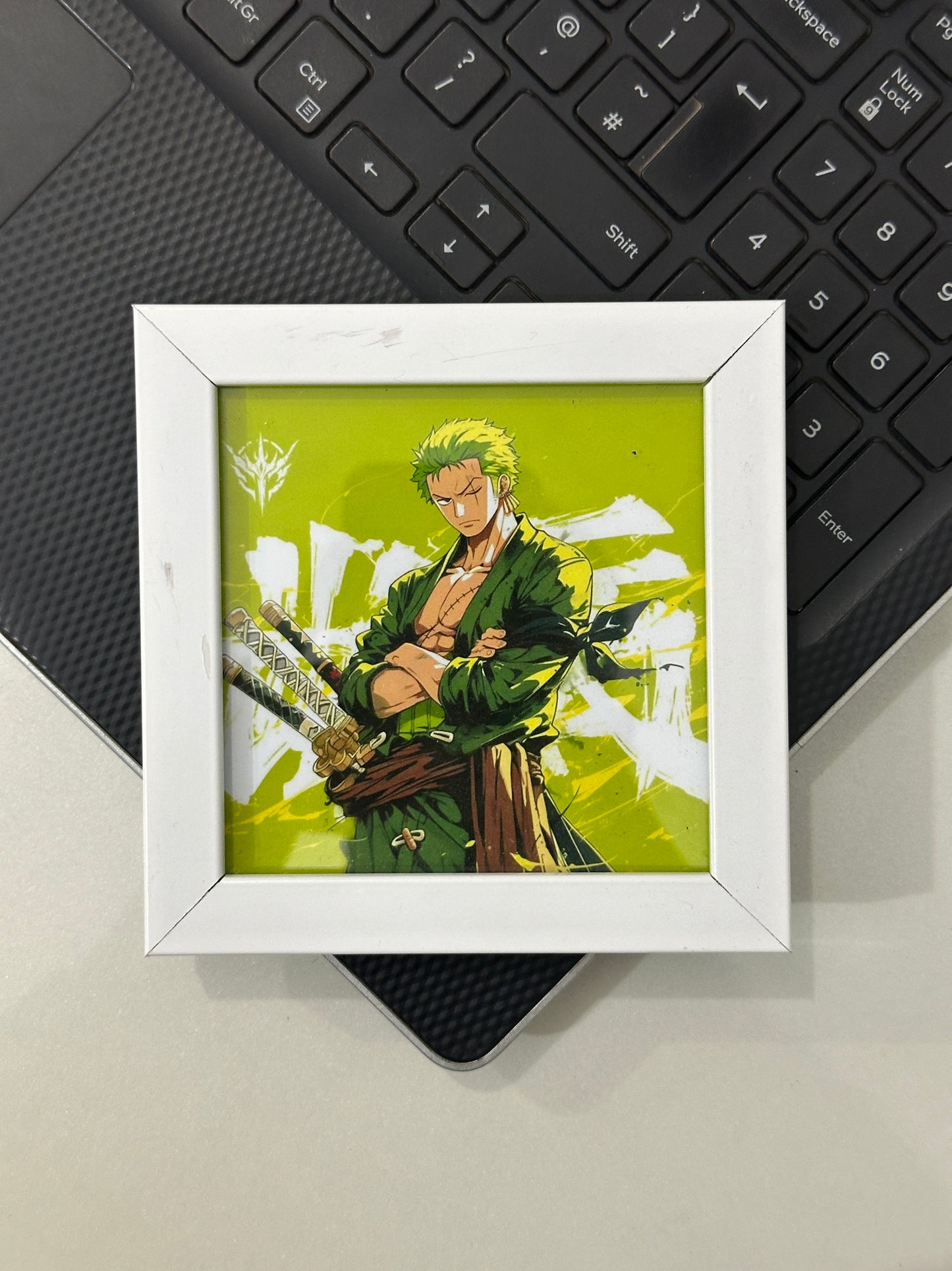 One Piece Pinterest-Style White Mini Frame (4 x 4 inch) | Anime Desk & Room Decor Featuring Luffy & Straw Hat Pirates
