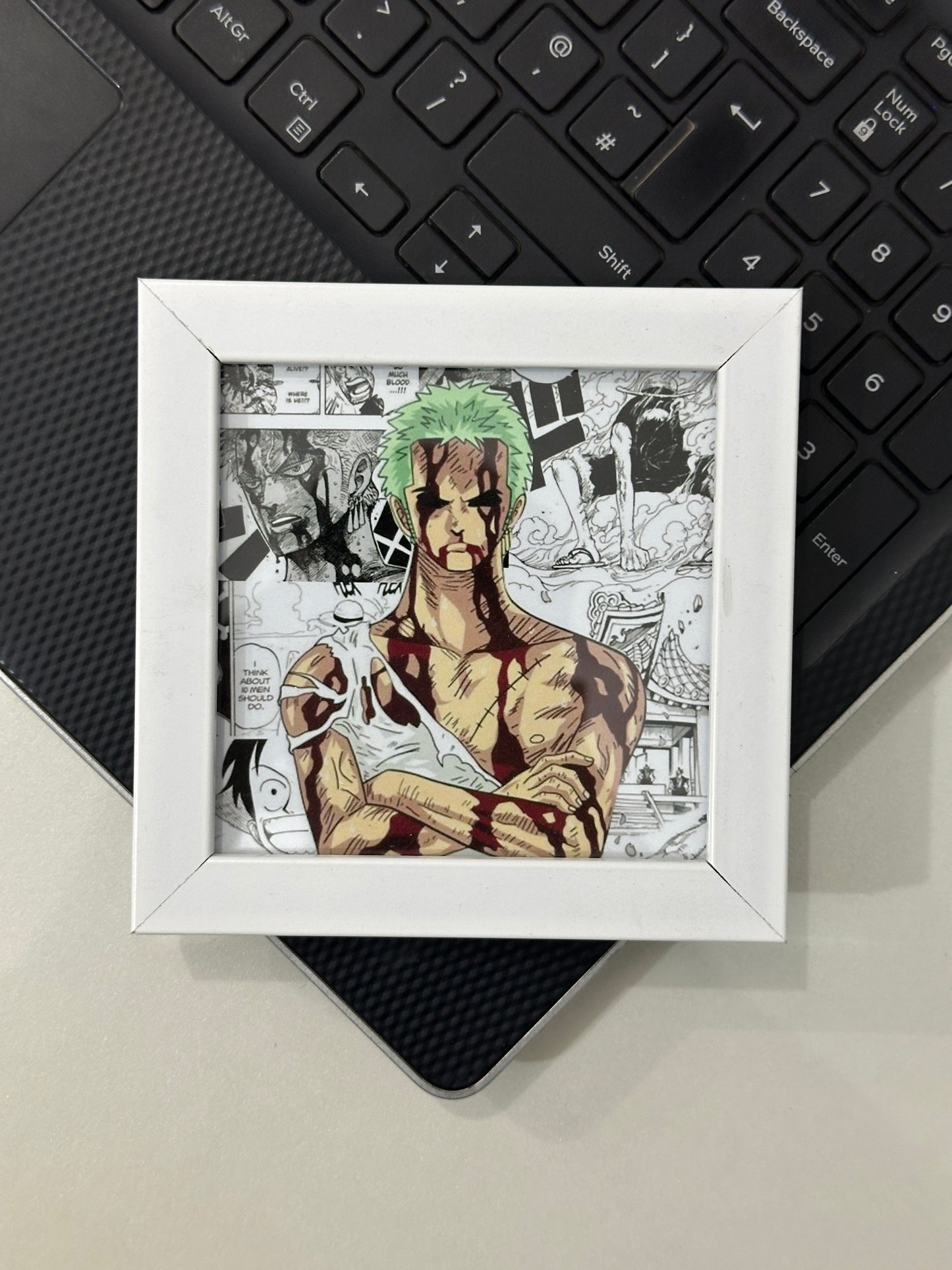 One Piece Pinterest-Style White Mini Frame (4 x 4 inch) | Anime Desk & Room Decor Featuring Luffy & Straw Hat Pirates