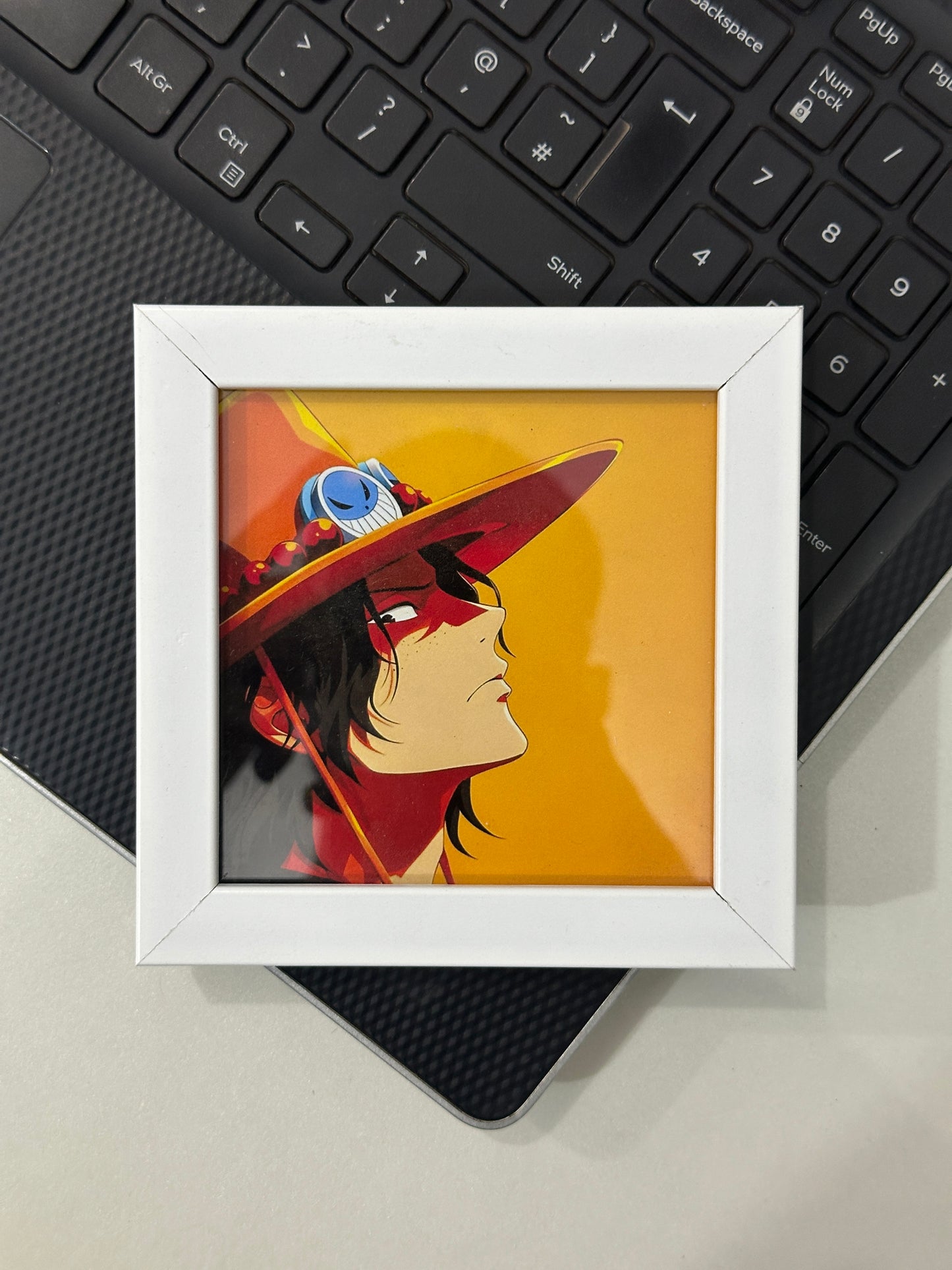One Piece Pinterest-Style White Mini Frame (4 x 4 inch) | Anime Desk & Room Decor Featuring Luffy & Straw Hat Pirates